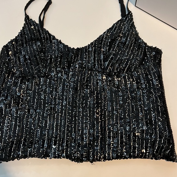 Zara Trafaluc Sequinned Strappy Crop Top - Picture 2 of 5